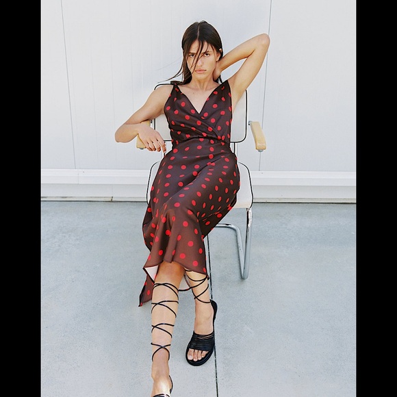 Polka Dot Satin Dress - Picture 4 of 10